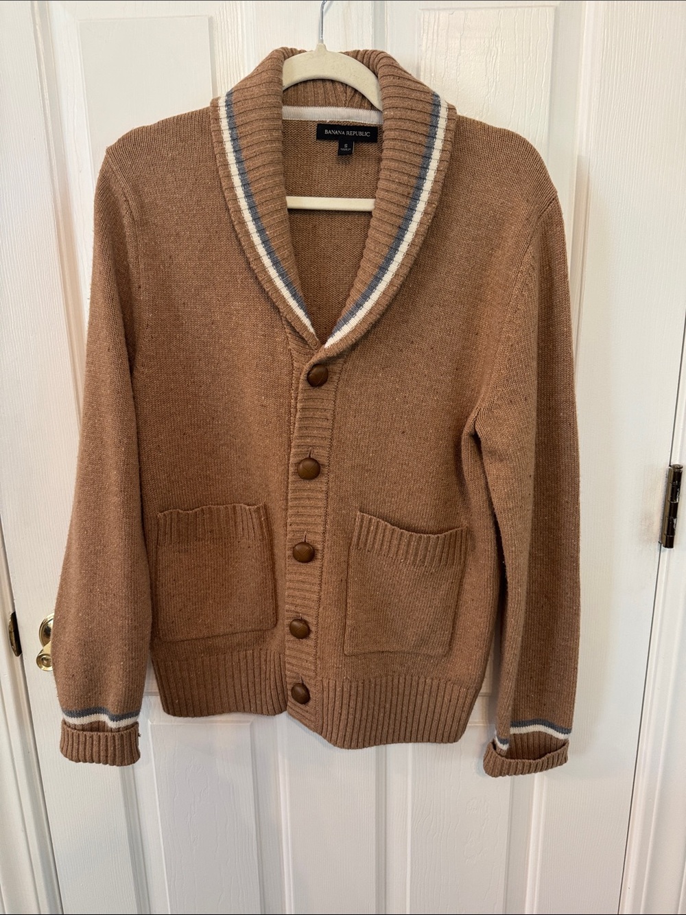 Banana Republic Varsity Stripe Shawl Collar Cardigan Sweater - Size Small